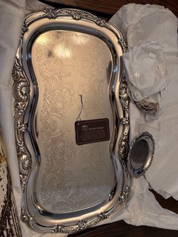 Wm. Rogers Silverplate Baroque & Rococo Ornate Serving Platter w 4 smaller trays