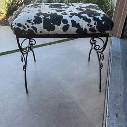 Ottoman/Vanity Table Chair Upholstered Cow Print