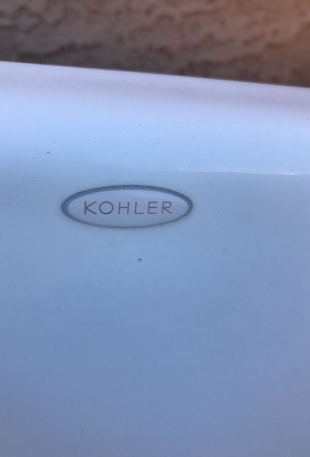 Kohler sink white kitchen appliance counter top
