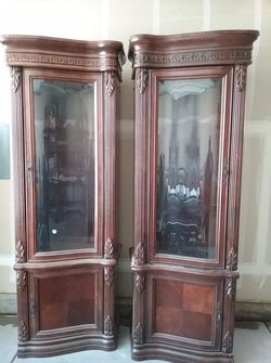 Entertainment center with glass cabinets