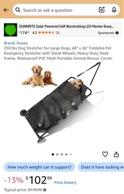 250 lbs Dog Stretcher for Large Dogs, 48" x 26" Foldable, Portable, Waterproof, Heavy-Duty Steel Frame