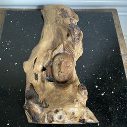 Vintage Hand Carved Wooden Face Green Man Woodland