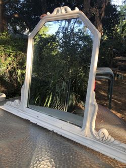 Antique Dresser or desk white wood mirror