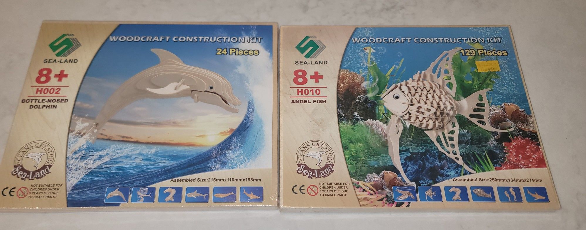2 New Woodcraft Construction Kits DIY Crafting Wooden Toy Puzzle 3D