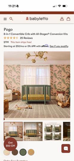Babyletto Pogo 8-in-1 Convertible All-Stages® Crib.