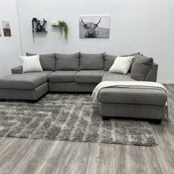 Living Spaces Grey Sectional Couch - Free Delivery 