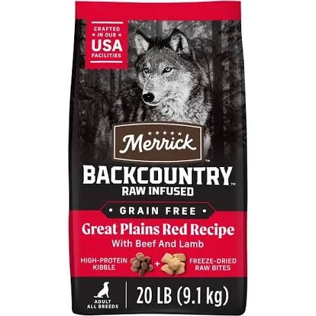 Dog food 3 different Flavors Merrick Backcountry Raw Infused