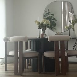 60” Black Fluted Wood Dining Table 