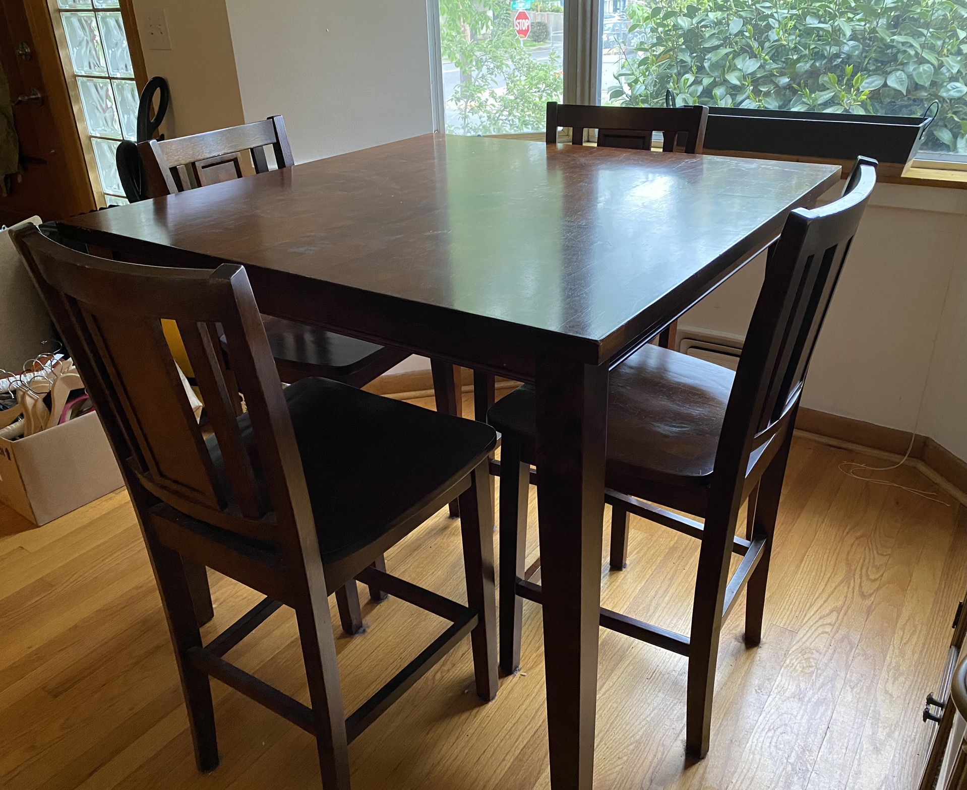 Vintage Counter-Height Dining Table w/ 4 Chairs