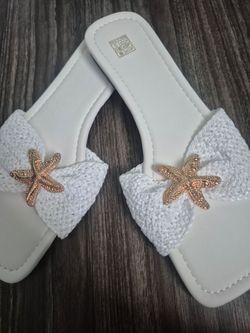 White Slide Sandals