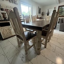 Beautiful reclaimed wood table and chairs made in Mexico solid wood