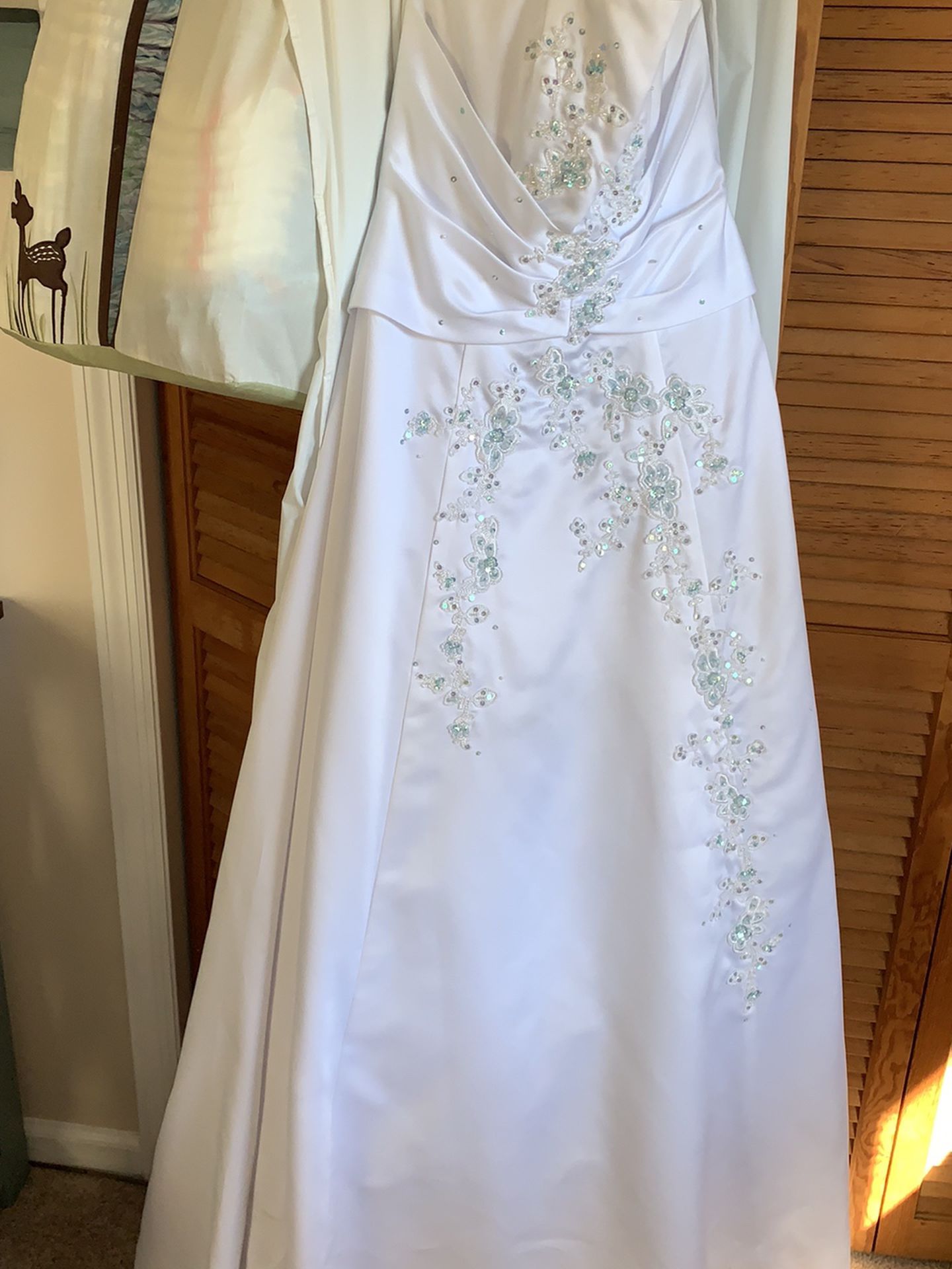 Wedding Dress W/blue Sequins
