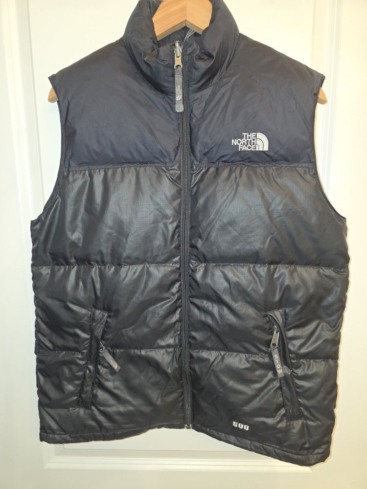 The North Face 600 Puffer Vest Boys XL or Mens M Blue and Black Down Vest