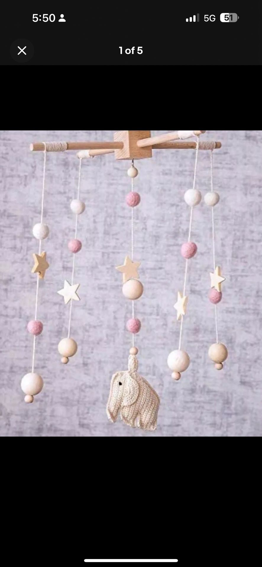 Felt+Knit Pink Elephant Nursery Mobile