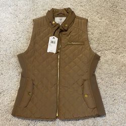 New Guess Small women’s puffer vest tufted gold 