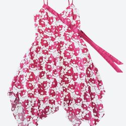 NWOT Banana Republic Pink Floral Print Asymmetrical Fit Flare Dress Petite 4