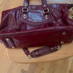 Sumptuous Coach Cherry Red Patent Leather Bag