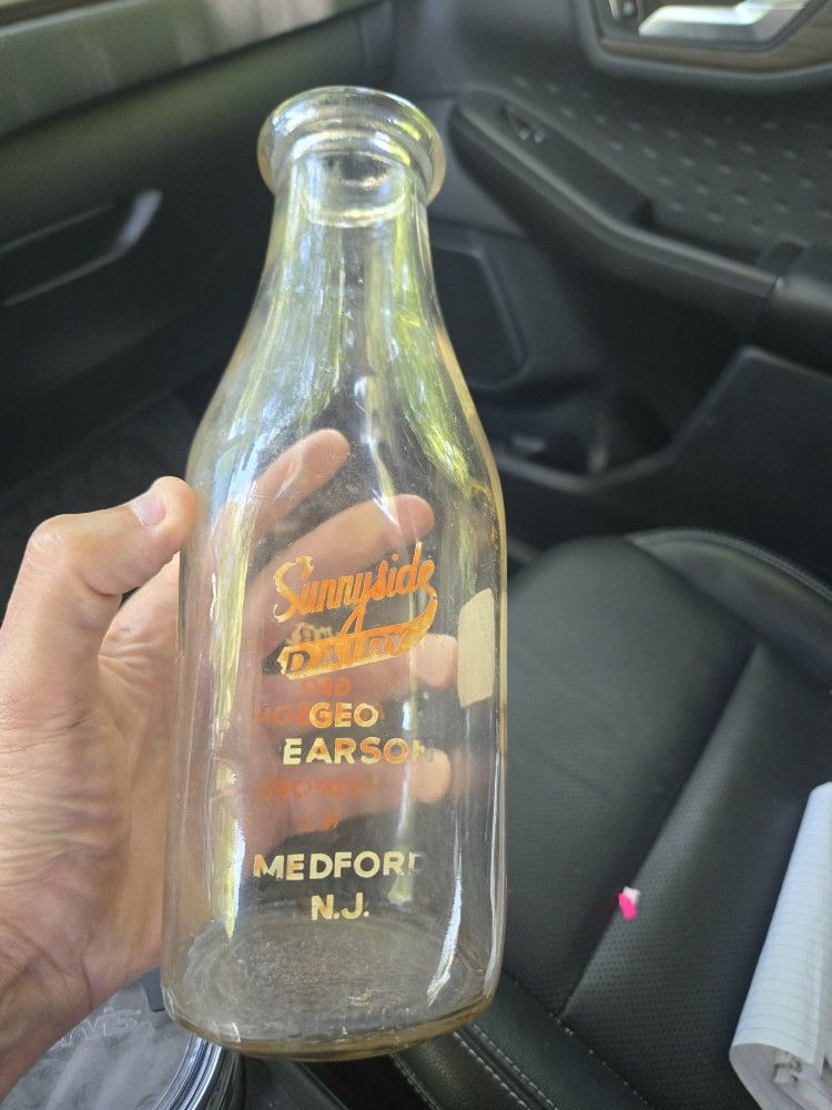 Vintage Glass Sunnyside Dairy Bottle