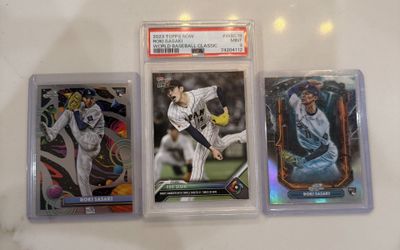 2023 Topps World Baseball Classic Roki Sasaki RC PSA-9 Plus 2 Sasaki Cosmic RC