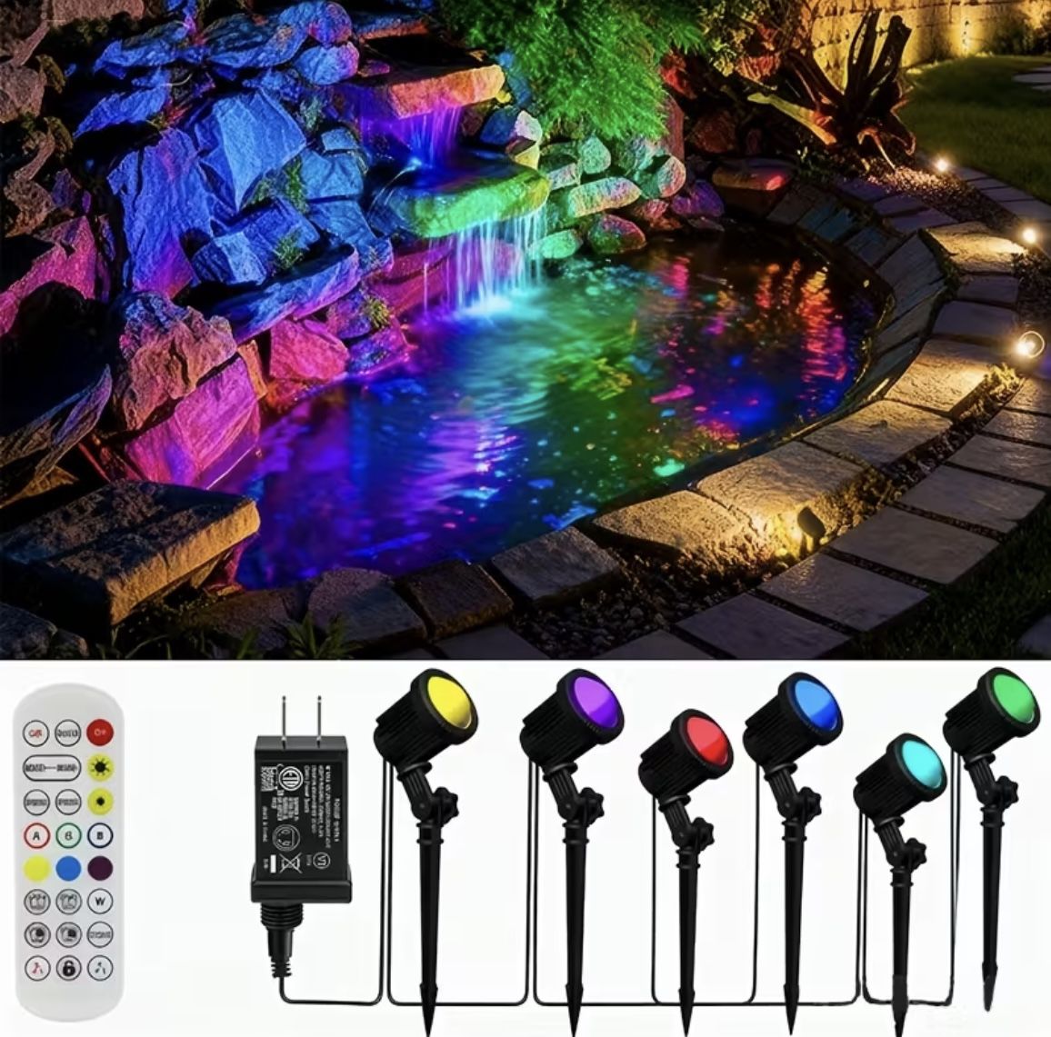 Water proof Spot Lights Outdoor Color Changing, 213 Modes/6 Pack Christmas Lights Outdoor