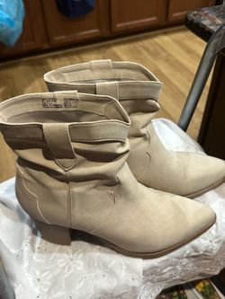Synthetic leather ankle boots, Time and Tru Western Slouch Boots