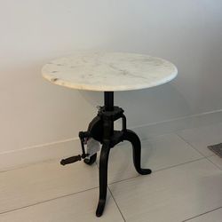 2 Industrial Marble Top Side Tables – Vintage Style