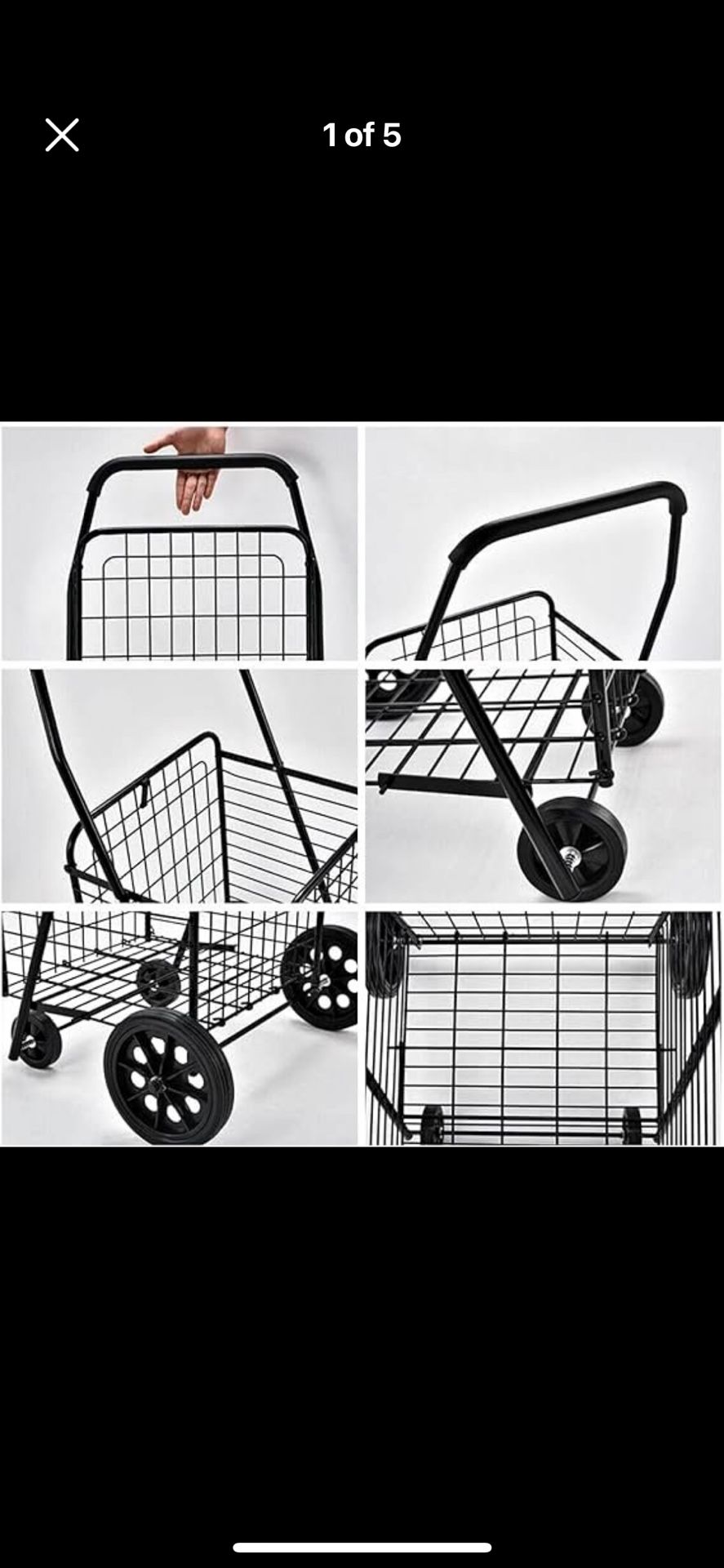 Folding Shopping Carts with Wheels Utility Cart Grocery Cart Laundry Utility Cart GOOD FOR 90LB.
