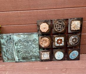 Large Decorative Metal Wall Art Tile Panels
