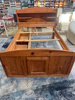 Pine Wood Captain's Bed Frame with Storage
