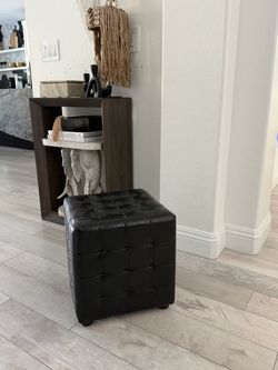 Black Tufted Cube Ottoman