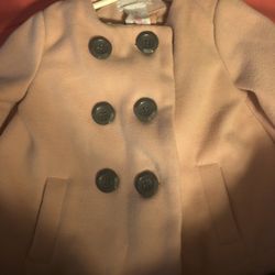 SAVANNAH Pink Wool Girls Double Breasted Coat Size 18 Months 