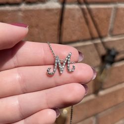 Diamond M Initial Necklace 