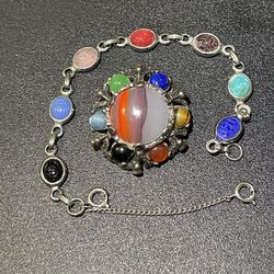 Egyptian Revival Miracle Brooch & Scarab Bracelet