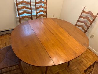 Oval Wood Drop-Leaf Dining Table