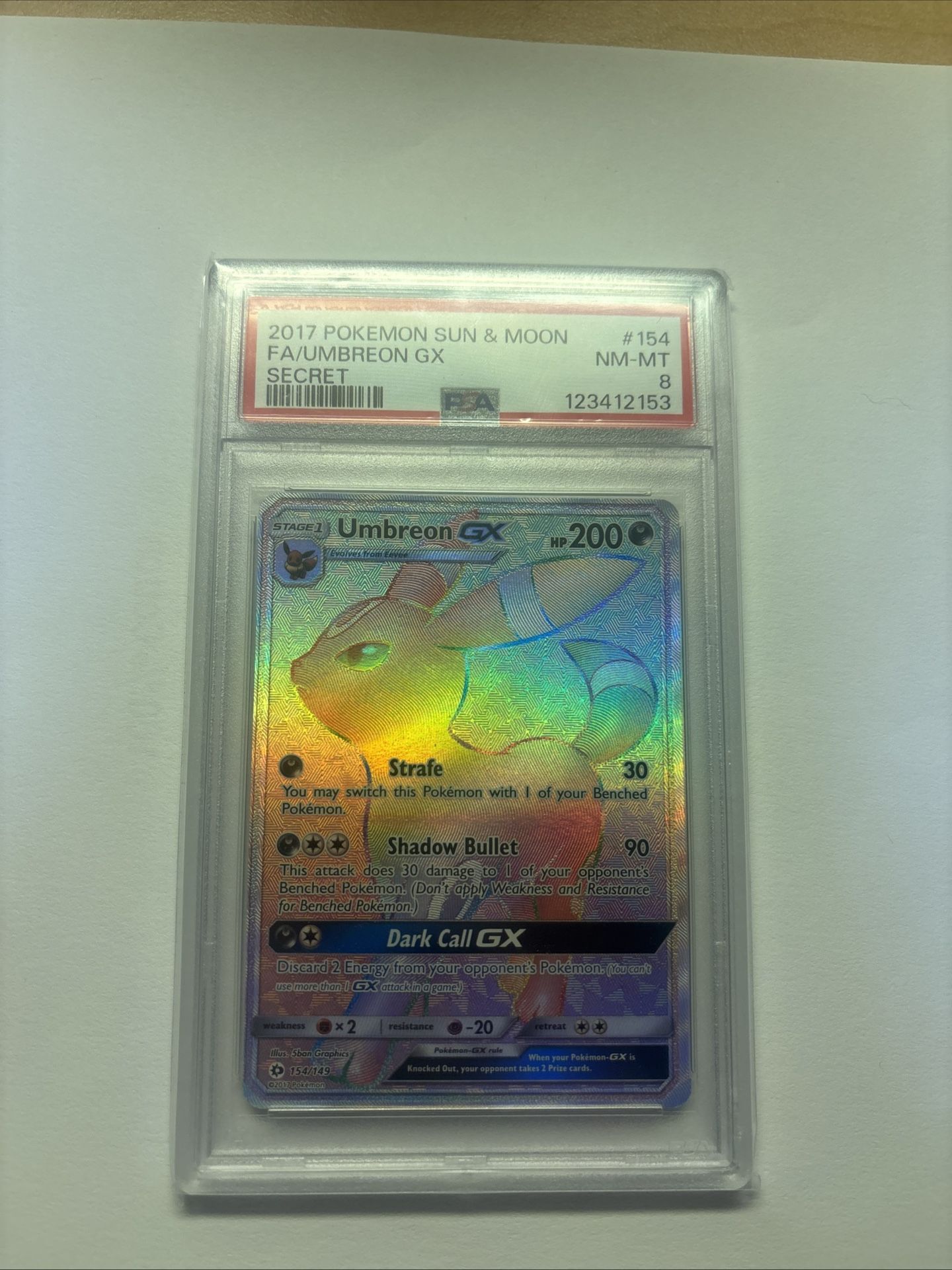 Pokemon Sun And Moon Umbreon Gx 154/149 PSA 8