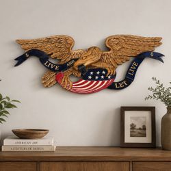 Hand Crafted Wood Carved USA Eagle