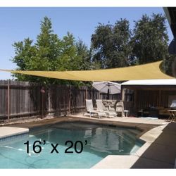 16’ X 20’ Sun Shade Rectangular Sun Sail Sun Screen Beige 
