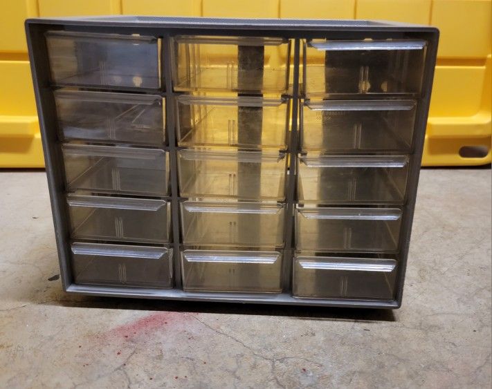 Gray small parts drawers organizer
