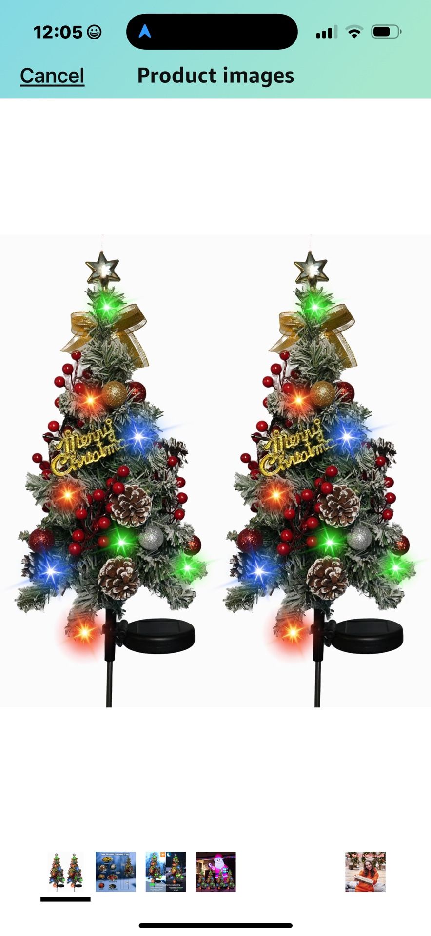 Solar Christmas Tree Outdoor Christmas Decorations,2 Pack 40 Led Light 2 Modes Outdoor Waterproof,Solar Powered XmasTree for Garden Yard Pathway Lawn 