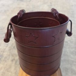 2 PC Red Metal Western Farmhouse Decor Canister with Wood Handles