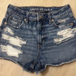 American Eagle Outfitters Women’s Distressed Denim Mom Shorts