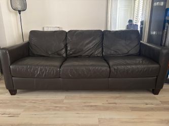 Brown Leather Sofa $100