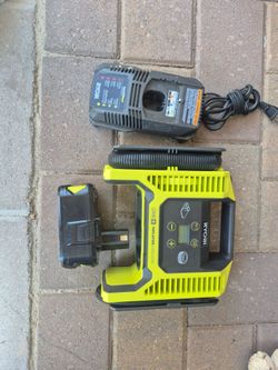 RYOBI P747 18V INFLATOR// DEFLATOR,  with battery and charger in very good condition