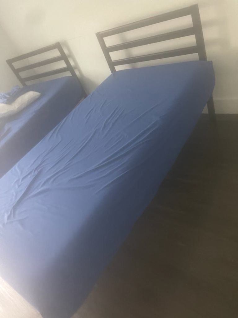 One Twin Size Bed Frame And Mattress 