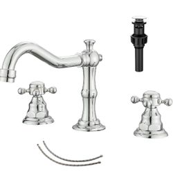 (Brand New in Box)  Two Handles Three Holes Faucet Chrome 8-16 inch Widespread /A8-PF-5881