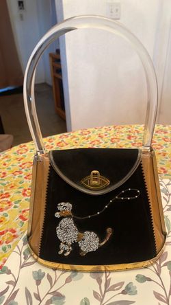 Vintage Poodle Handbag with Lucite Handle