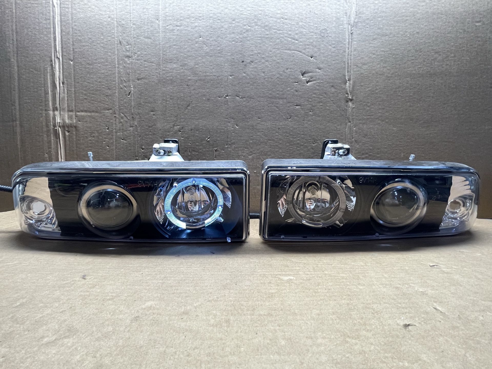 #OH216 98-04 CHEVY S10 BLAZER BLACK HALO LED HALOGEN HEADLIGHT PAIR