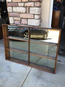 AntiqueWood Wall Display Shelf with Mirror Back