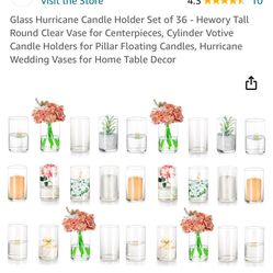 Glass Hurricane  Candle Holder Set Set Of 60