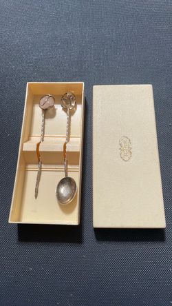 Vintage H. Stern Precious Stone Spoon & Olive Pick Bar Set in Box